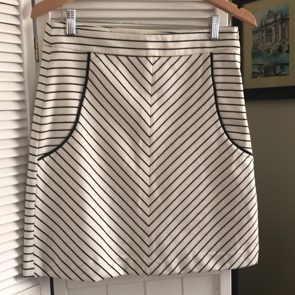Black and white striped skirt.